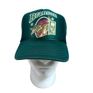 Vintage Branson Missouri Trucker Hat Snapback Sun Cap Green Mesh Adjustable Rope
